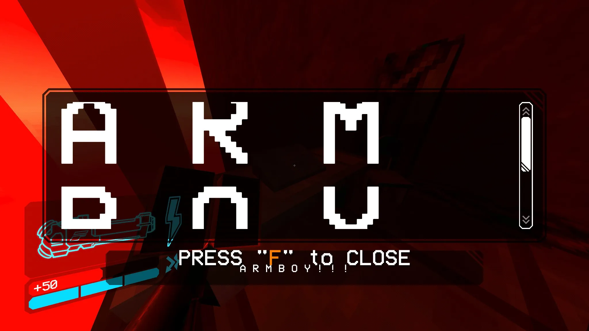 Armboy&#x27;s book&#x27;s contents, consisting of only his name. The font is so large it doesn&#x27;t fit on the screen.