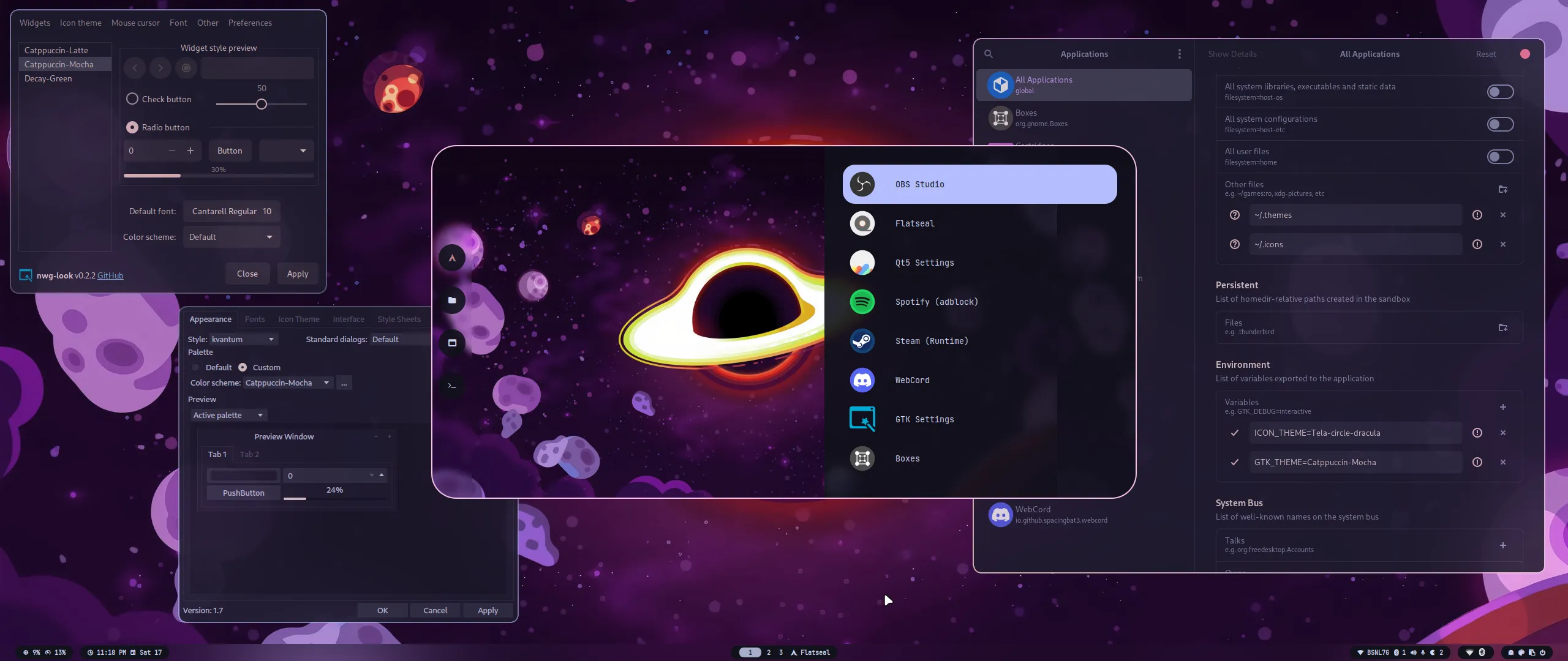 HyDE's desktop with the Catppuccin Mocha color palette applied